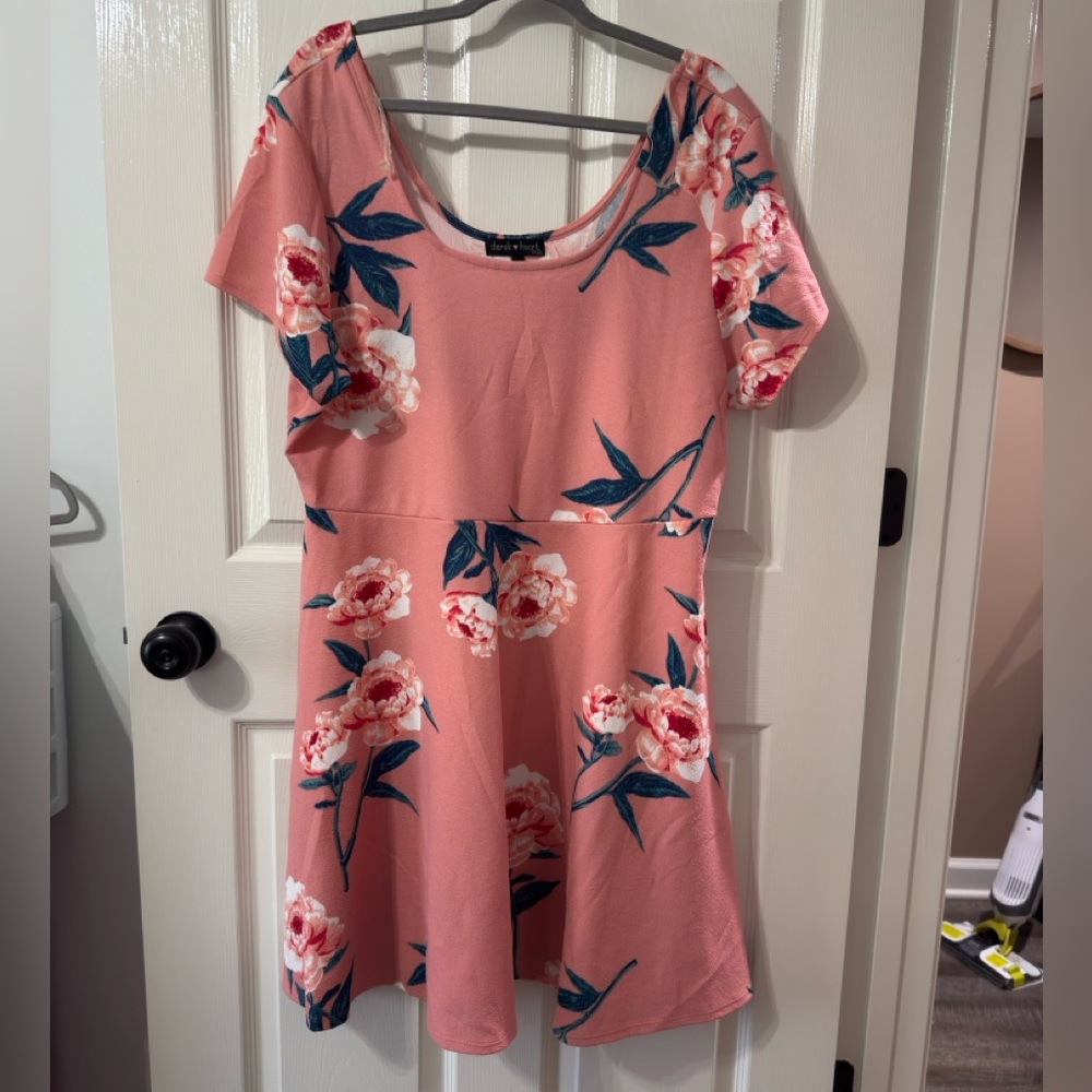 Derek Heart Pink Floral Fit-and-Flare Dress